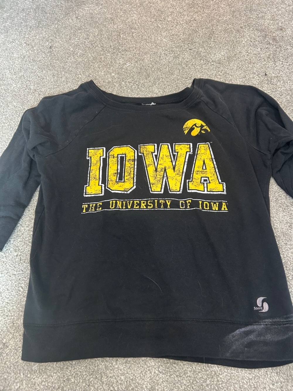 The University of Iowa Black Crewneck Sweatshirt with Gold Lettering